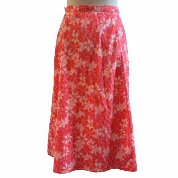 VTG 70s Lilly Pulitzer Wrap Skirt Size S Midi Ditzy Floral Belted Buckle - Picture 4 of 8